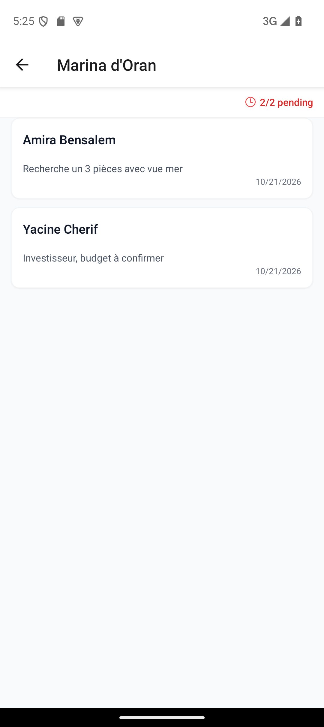 Leads d'une campagne dans l'application Miles CRM